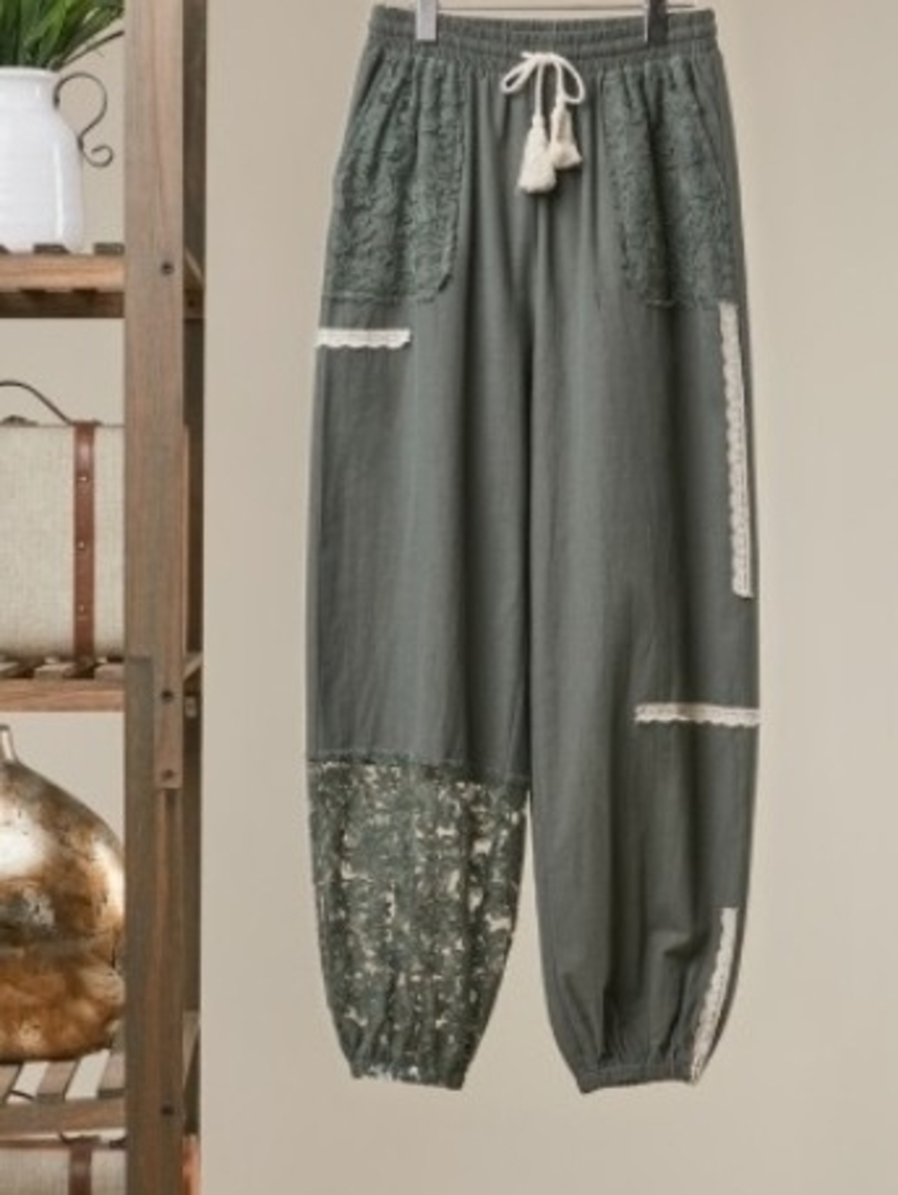 Mello Lace Patchwork Crochet Joggers